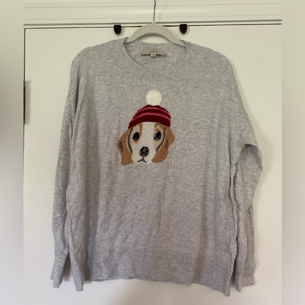 LOFT Gray Dog Sweater